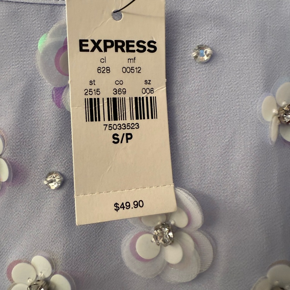 Express Lavender Floral Sequin Top